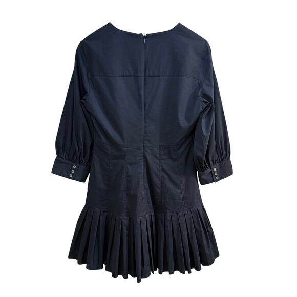 CINQ A SEPT Sawyer Navy V-Neck Pleated Minidress - Picture 10 of 13